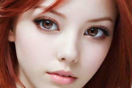 AI girl with red hair wallpaper