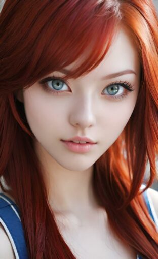AI girl with red hair wallpaper