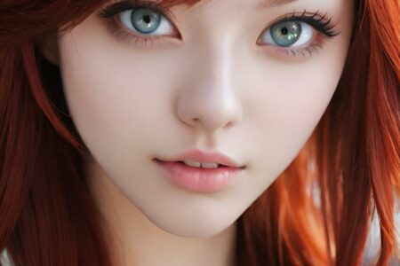 AI girl with red hair wallpaper
