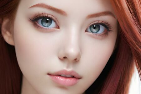 AI girl with red hair wallpaper