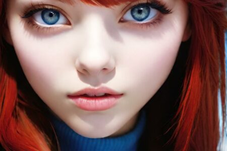 AI girl with red hair wallpaper