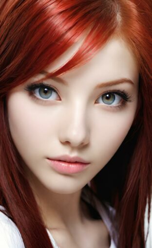 AI girl with red hair wallpaper