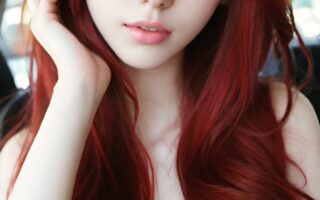 AI girl with red hair wallpaper