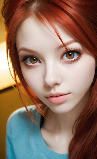 AI girl with red hair wallpaper