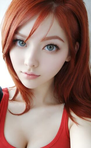 AI girl with red hair wallpaper
