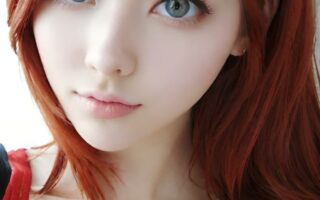 AI girl with red hair wallpaper