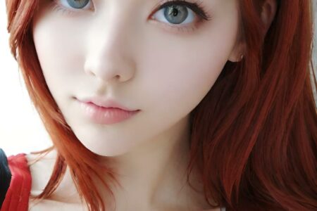 AI girl with red hair wallpaper