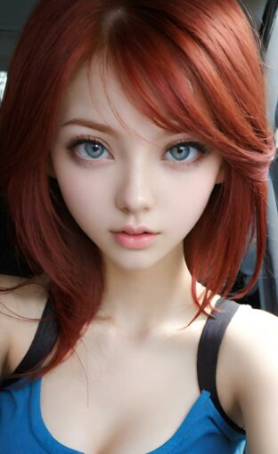 AI girl with red hair wallpaper