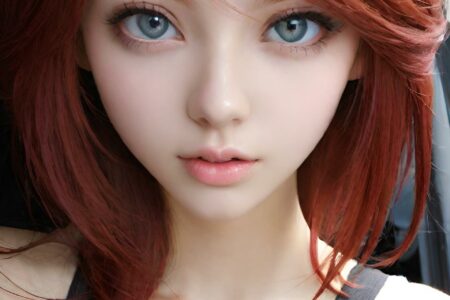 AI girl with red hair wallpaper