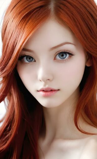 AI girl with red hair wallpaper