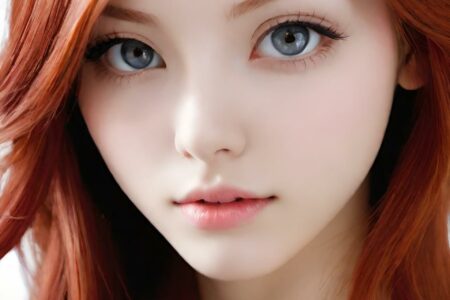 AI girl with red hair wallpaper