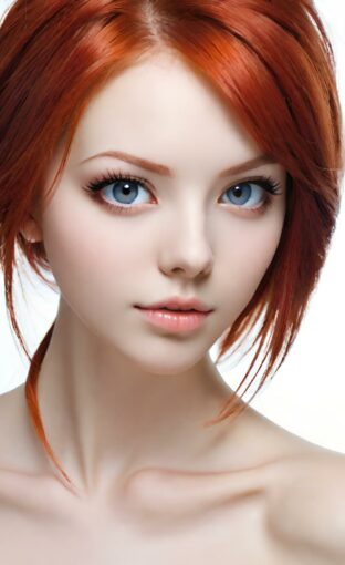AI girl with red hair wallpaper