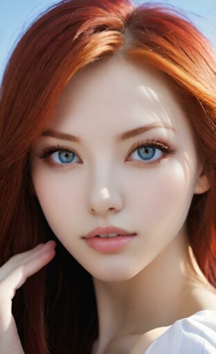 AI girl with red hair wallpaper