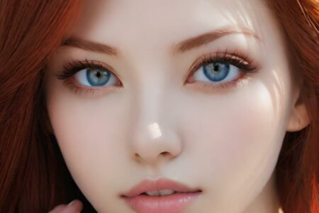 AI girl with red hair wallpaper