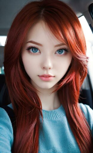 AI girl with red hair wallpaper