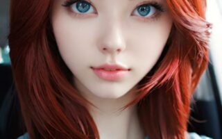 AI girl with red hair wallpaper