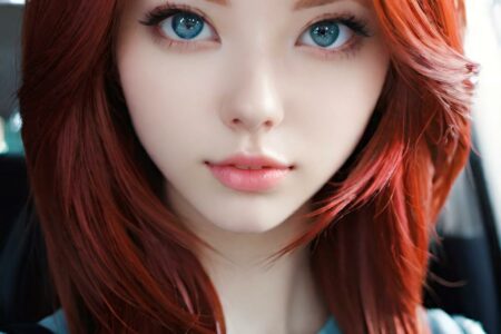 AI girl with red hair wallpaper