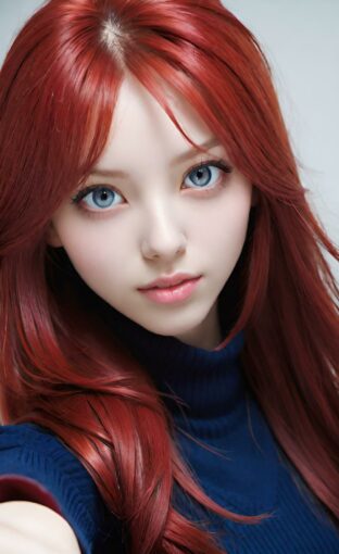 AI girl with red hair wallpaper