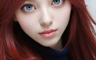 AI girl with red hair wallpaper