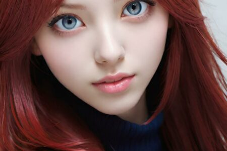 AI girl with red hair wallpaper