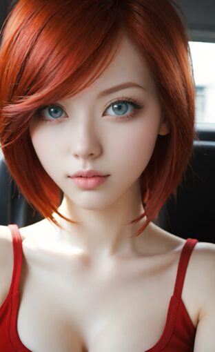 AI girl with red hair wallpaper