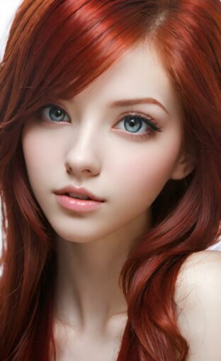 AI girl with red hair wallpaper