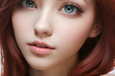 AI girl with red hair wallpaper