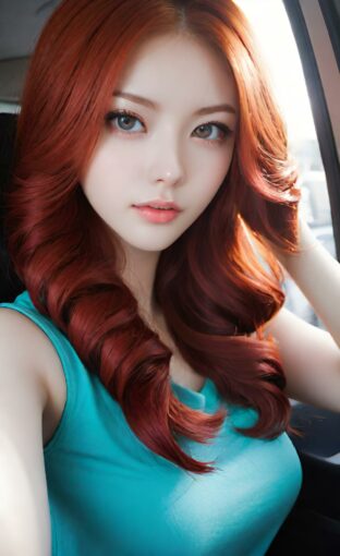 AI girl with red hair wallpaper