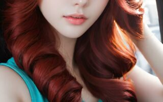 AI girl with red hair wallpaper