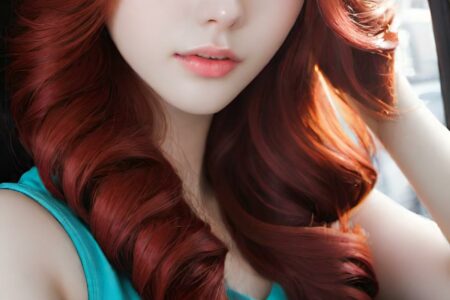 AI girl with red hair wallpaper