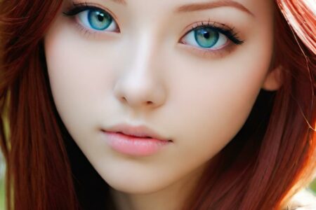 AI girl with red hair wallpaper