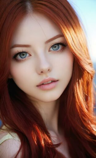 AI girl with red hair wallpaper