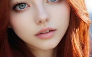 AI girl with red hair wallpaper