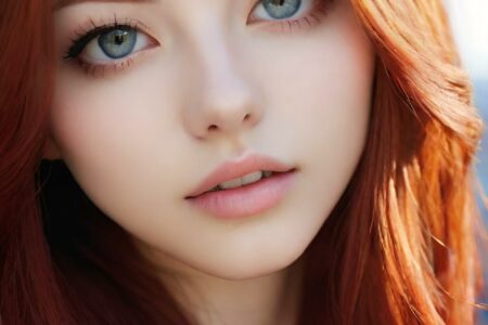 AI girl with red hair wallpaper