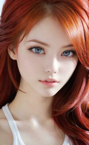 AI girl with red hair wallpaper