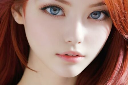 AI girl with red hair wallpaper