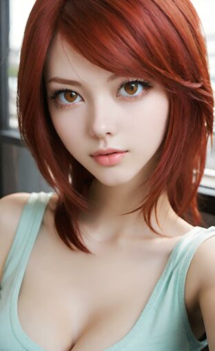 AI girl with red hair wallpaper