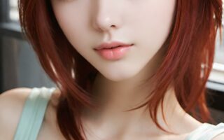 AI girl with red hair wallpaper