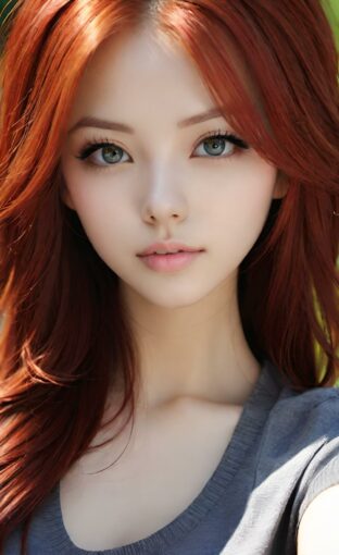 AI girl with red hair wallpaper