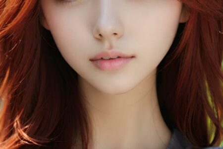 AI girl with red hair wallpaper