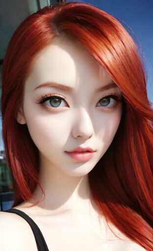AI girl with red hair wallpaper