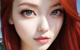 AI girl with red hair wallpaper
