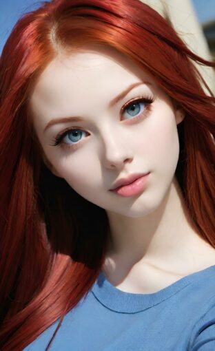 AI girl with red hair wallpaper
