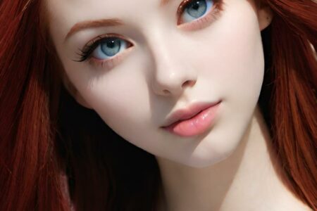 AI girl with red hair wallpaper