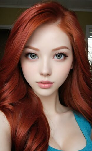 AI girl with red hair wallpaper
