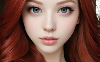 AI girl with red hair wallpaper