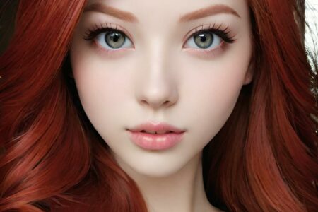 AI girl with red hair wallpaper