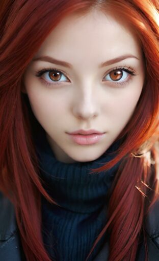 AI girl with red hair wallpaper