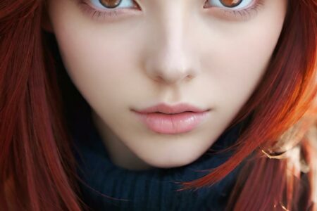 AI girl with red hair wallpaper