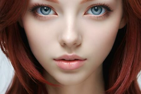AI girl with red hair wallpaper